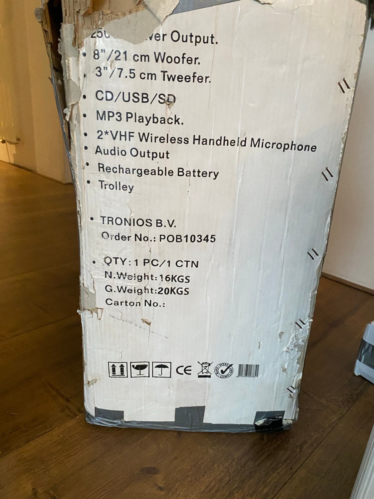 Skytec ST-100 Mobiele Versterker met Microfoons en Standaard, Gebruikt, Party speaker, Inclusief microfoon, Minder dan 60 watt