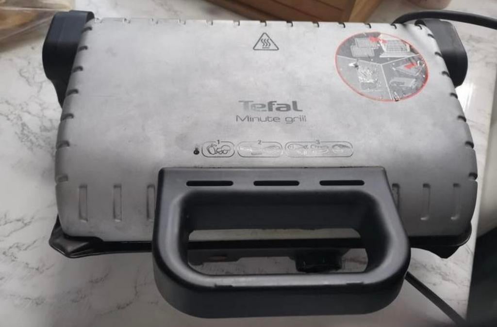 Tefal Minute Grill - Gebruikt, Werkt Perfect!, Ophalen of Verzenden, Uitneembare platen, Gebruikt