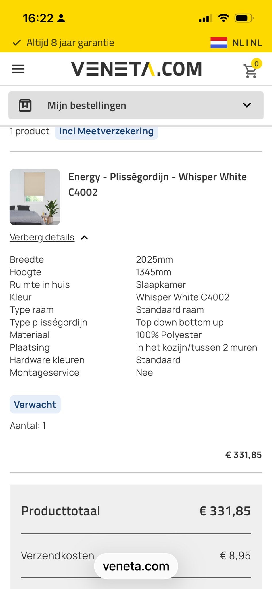 Plissegordijn, Ophalen, Inclusief montageonderdelen, Overige merken, Wit