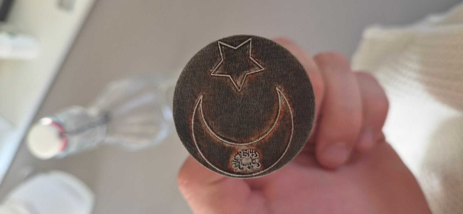 Ottomaanse stempel met halve maan en ster, Verzamelen, Ophalen of Verzenden, Gebruikt