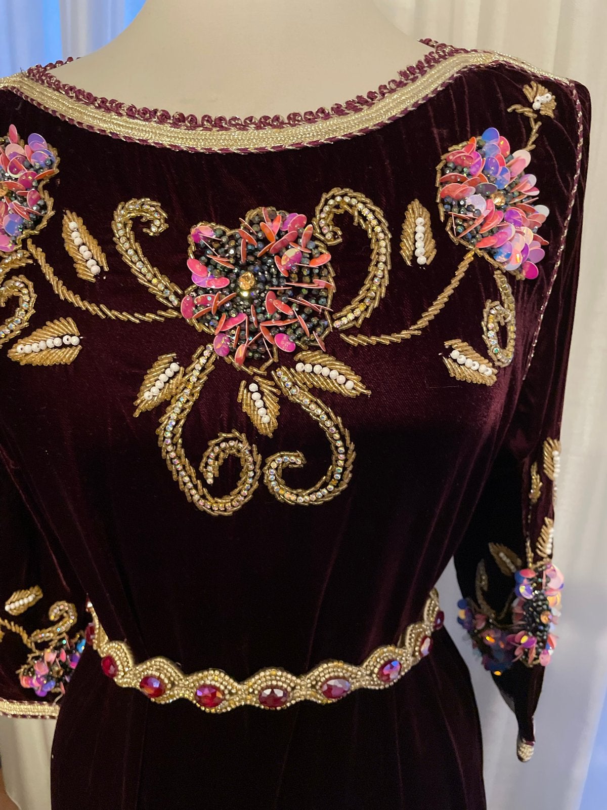 Prachtige Mobra Marokkaanse jurk/kaftan maat 42/44, Ophalen of Verzenden, Zo goed als nieuw, Maat 42/44 (L), Paars