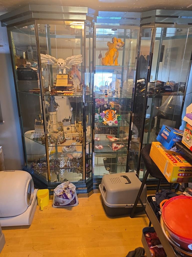Vitrinekast, Ophalen, Gebruikt, 200 cm of meer, Glas