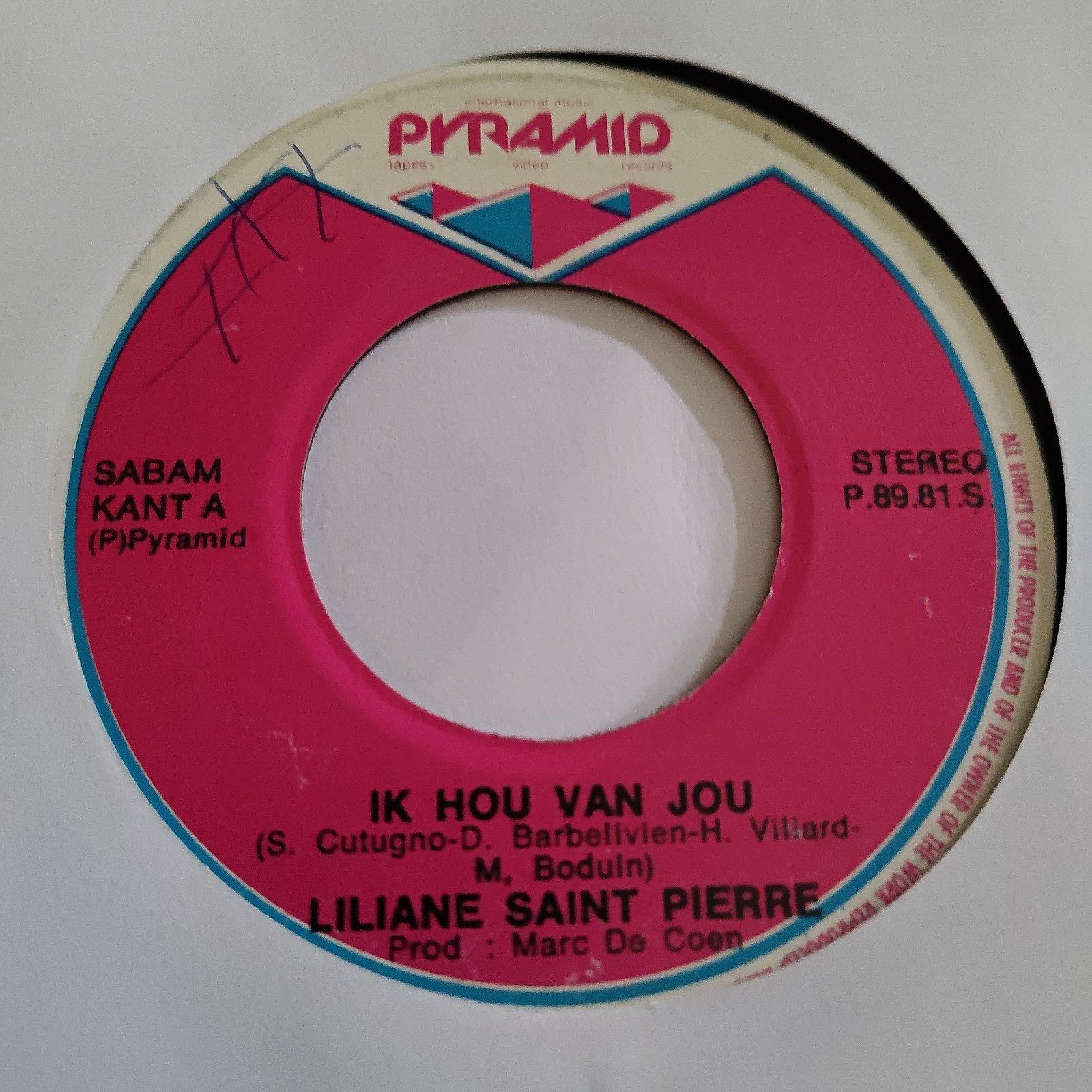 Liliane Saint-Pierre - Ik Hou Van Jou (7 inch single), Cd's en Dvd's, Gebruikt, 7 inch, Ophalen of Verzenden, EP