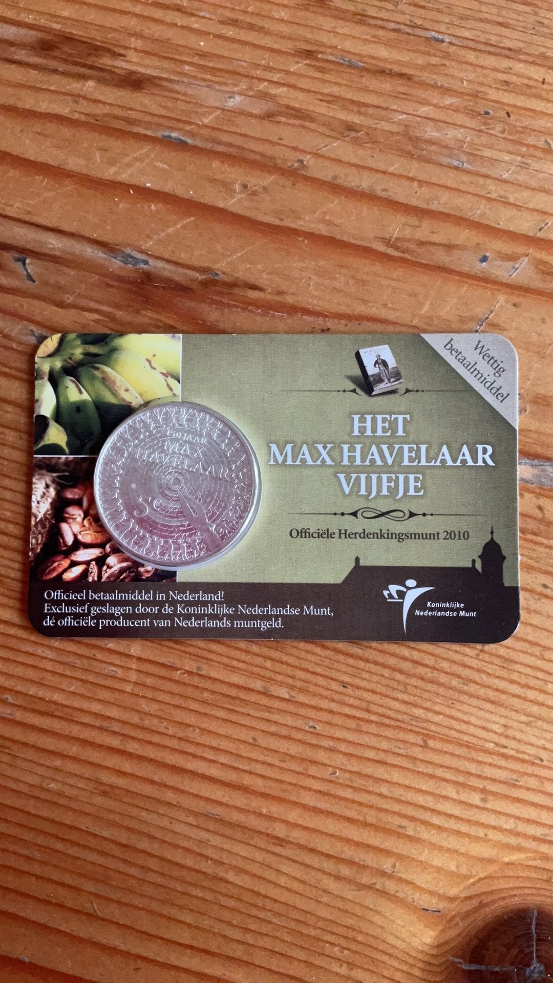 Max Havelaar Vijfje - Coincard, Koningin Beatrix, Zilver, Euro's, Ophalen of Verzenden