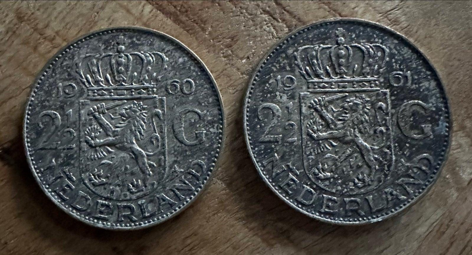 Set van 2 Zilveren Rijksdaalders Juliana 1960 & 1961, Postzegels en Munten, Munten | Nederland, Koningin Juliana, Setje, Zilver