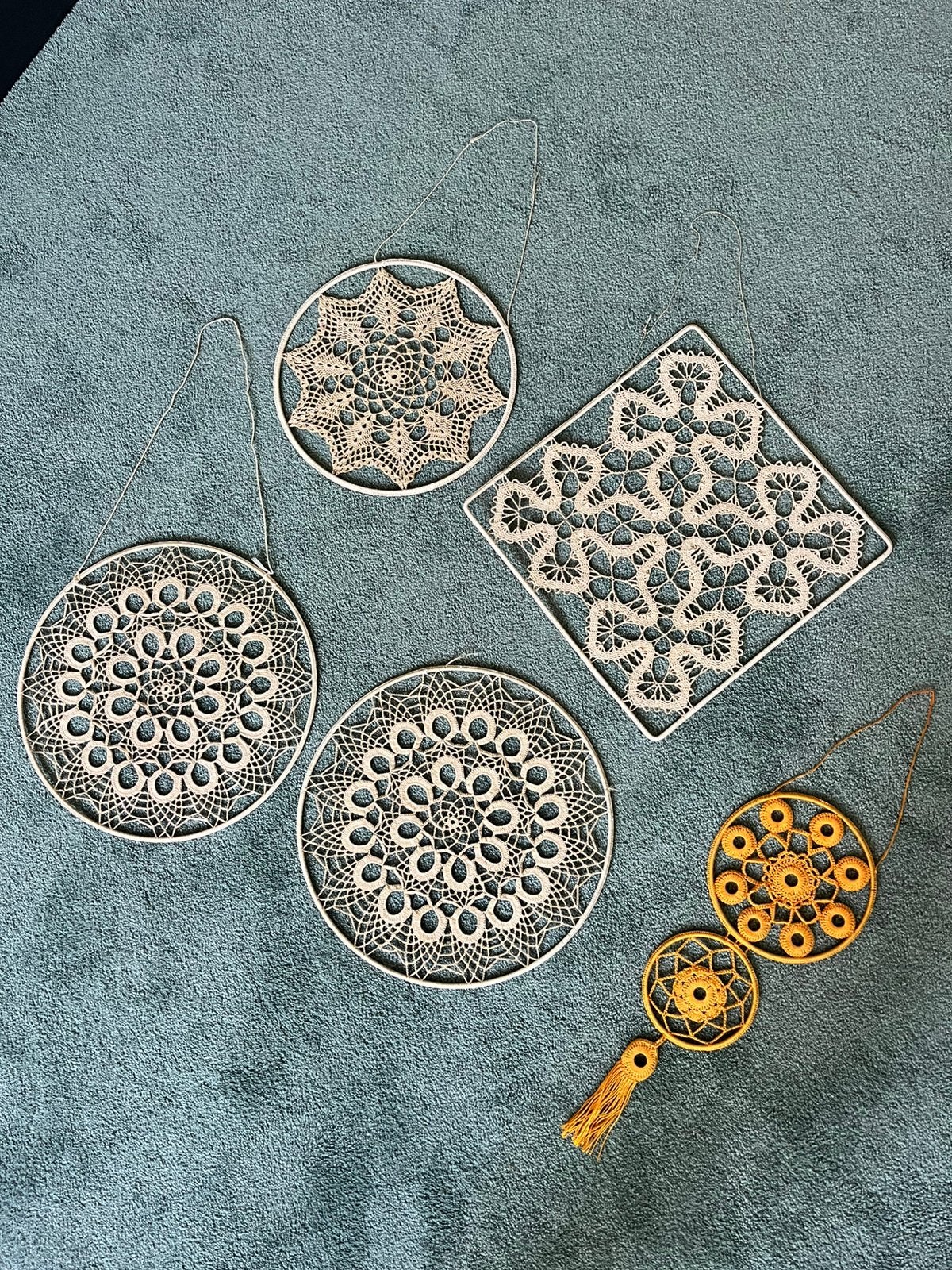 Gehaakte mandala’s / raamhangers - jaren 60/70 Vintage, Vintage, Ophalen of Verzenden, Gebruikt, Overige typen
