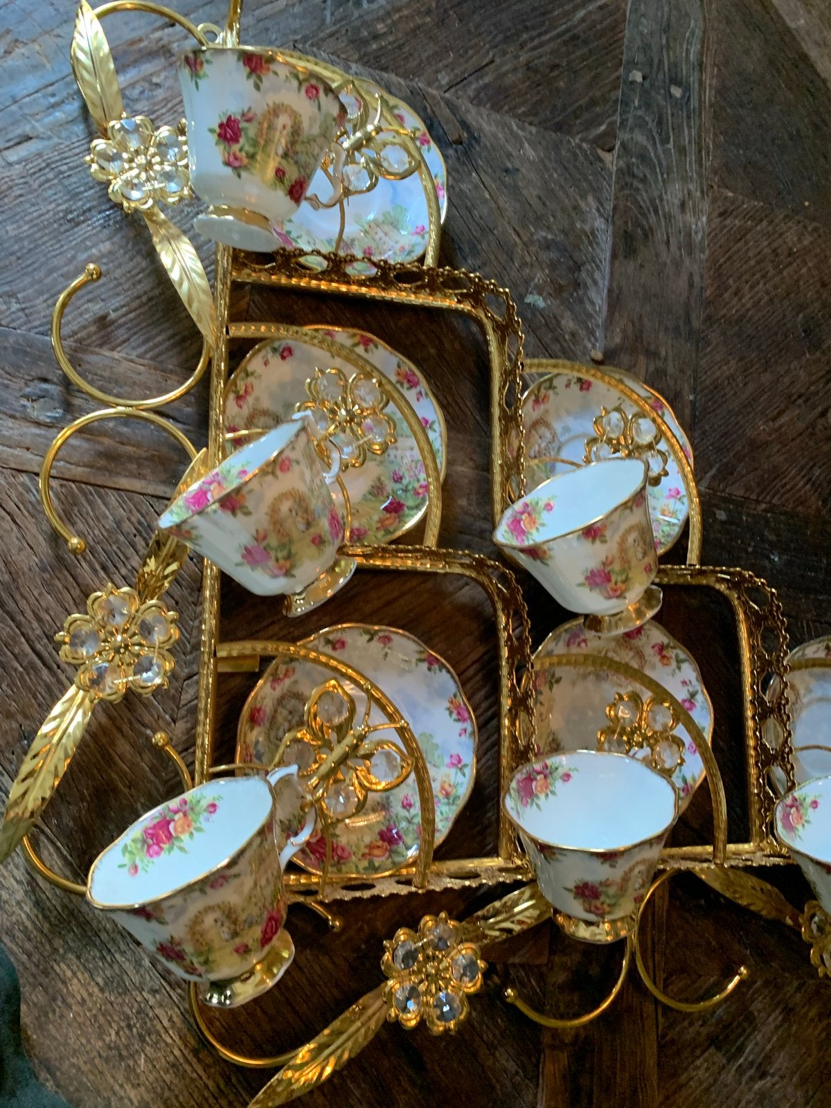 Royal Albert Old Country Roses theekopjes m verguld wandrek, Ophalen of Verzenden