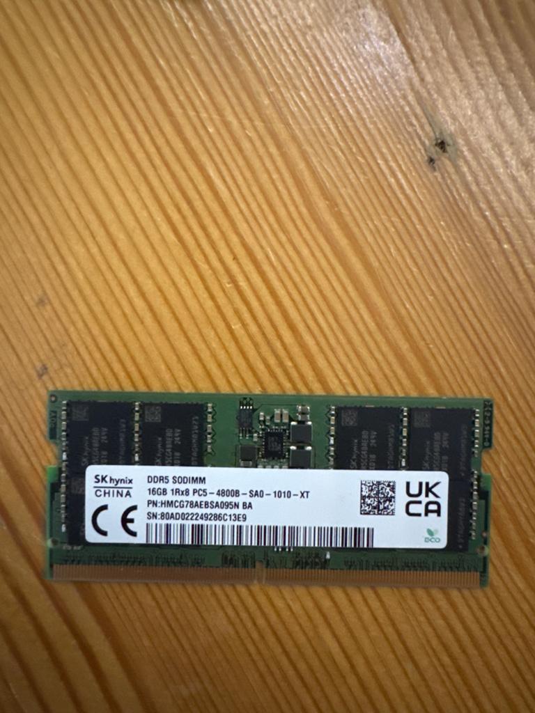 DDR5 SODIMM 16GB 4800MHz Laptop Geheugen, Computers en Software, RAM geheugen, Ophalen, Zo goed als nieuw, DDR5, Laptop