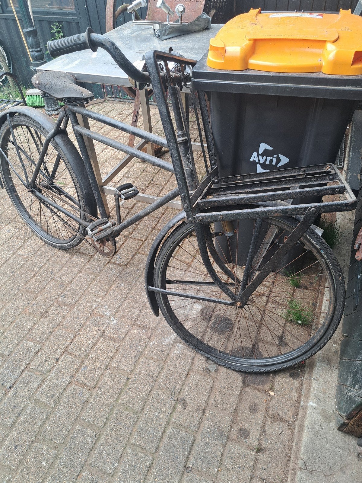 Oude transportfiets met voordrager, Gebruikt, Versnellingen, 53 tot 57 cm, Ophalen