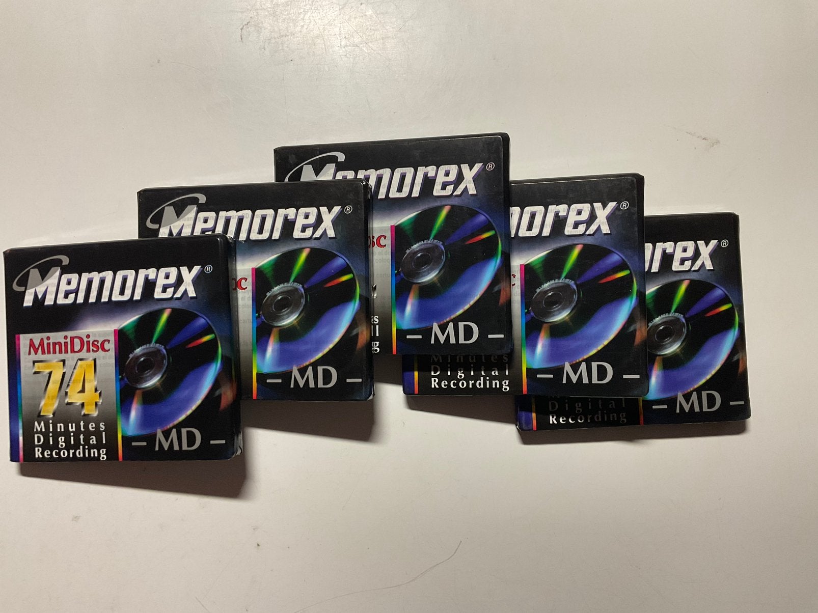 Minidisc’s. MEMOREX  74 5x nieuw in verpakking  74 minuten, Ophalen of Verzenden