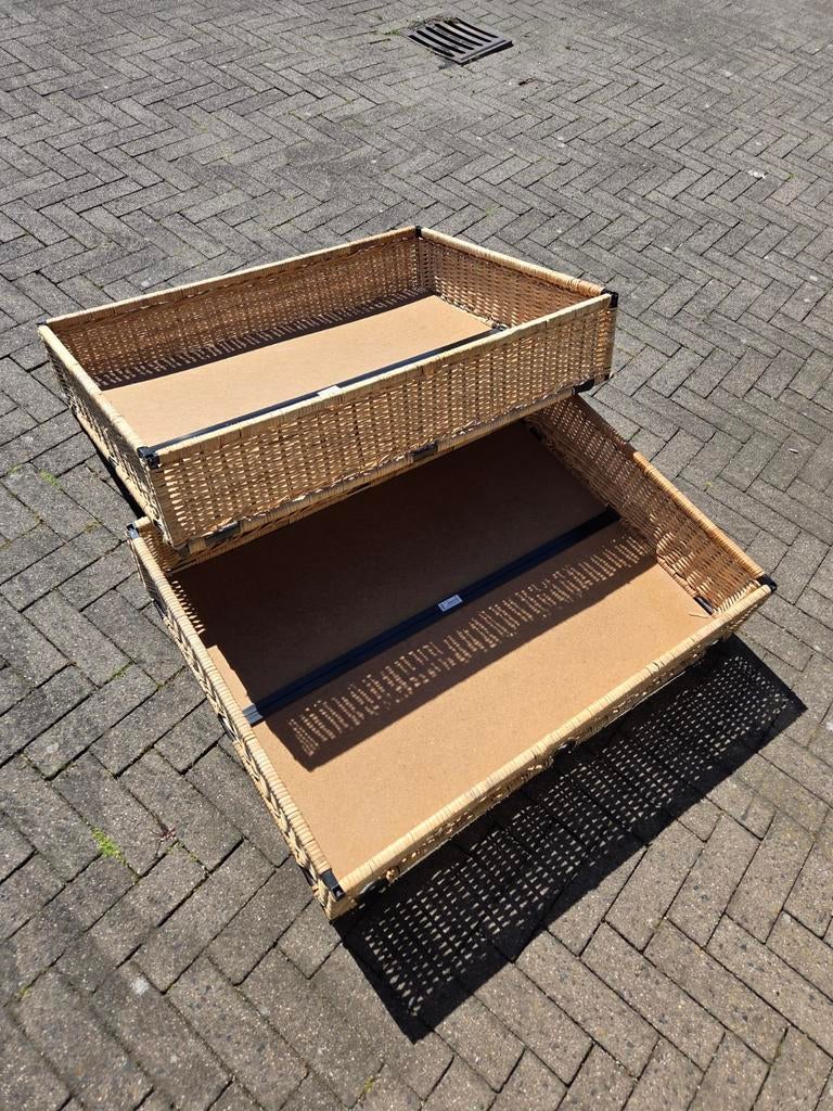 Ikea rieten opbergbakken voor onder bed (2 stuks), Ophalen, Overige materialen, Gebruikt, 50 tot 100 cm