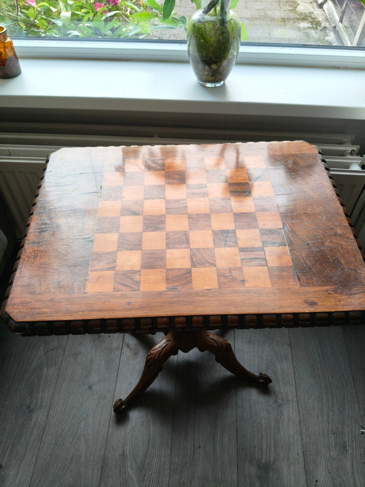 Schaaktafel 1920–1935, ingelegd schaakbord, vintage / antiek, Ophalen