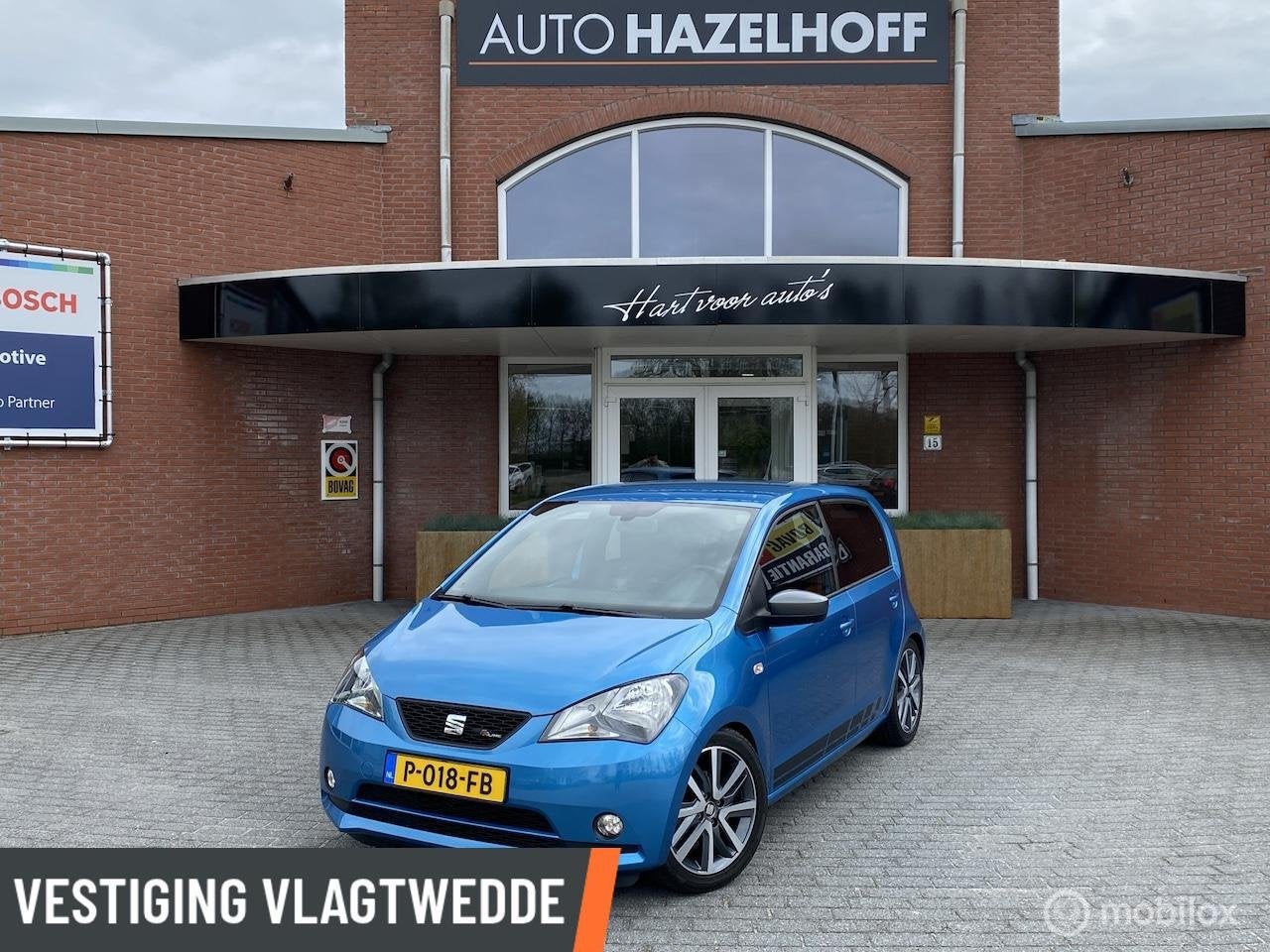 SEAT Mii 1.0 FR Intense 75pk met 67.477km | Stoelverwarming, Auto's, Voorwielaandrijving, Stof, Gebruikt, Blauw