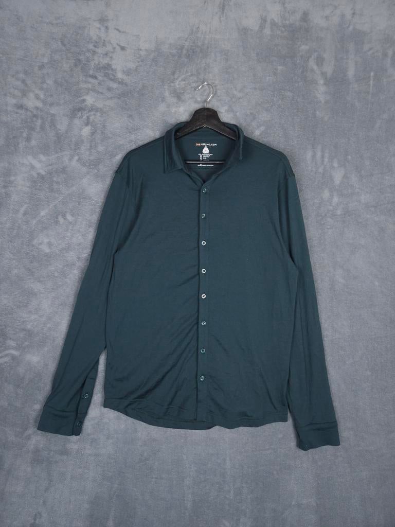 Joe Merino Overhemd XL Donkergroen Ultrafine Merino Wol, Kleding | Heren, Overhemden, Zo goed als nieuw, Halswijdte 43/44 (XL)