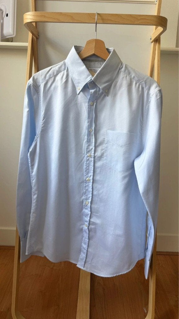 Brunello Cucinelli Lichtblauw Katoenen Slim Fit Overhemd, Kleding | Heren, Nieuw, Brunello Cucinelli, Overige halswijdtes, Verzenden