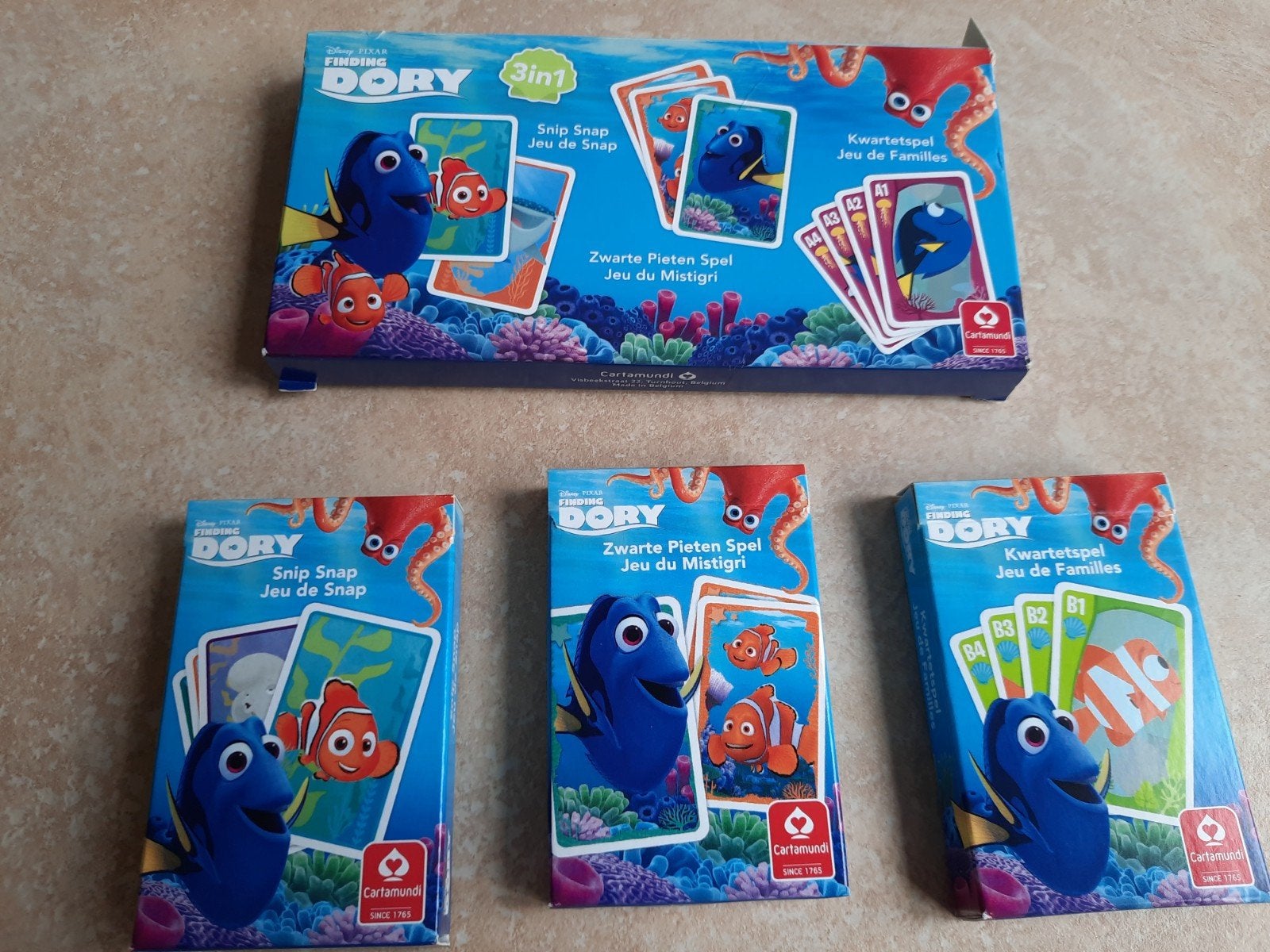 Finding Dory 3-in-1  (Kwartet, Zwarte Pieten, Sni, Hobby en Vrije tijd, Een of twee spelers, Ophalen of Verzenden, Zo goed als nieuw