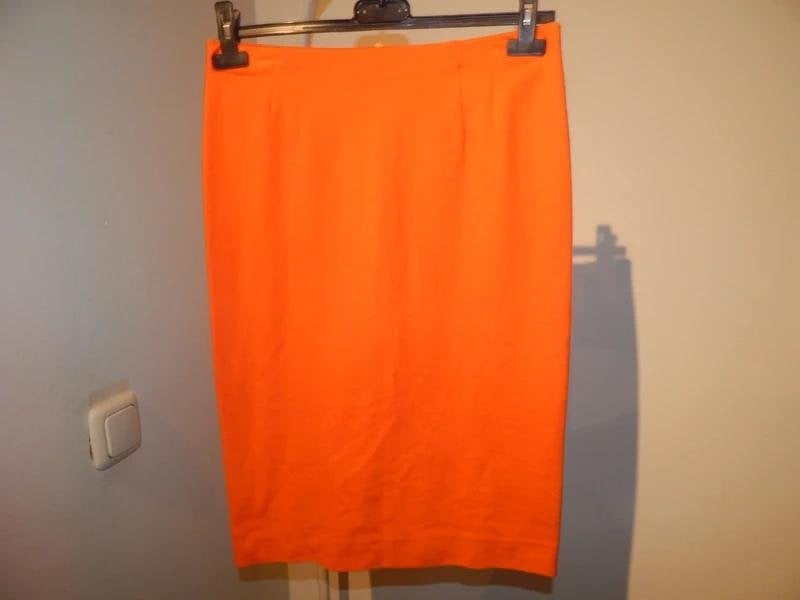 Missoni fijne fel oranje rok elastische taillen splitje It42, Verzenden, Oranje, Zo goed als nieuw, Knielengte