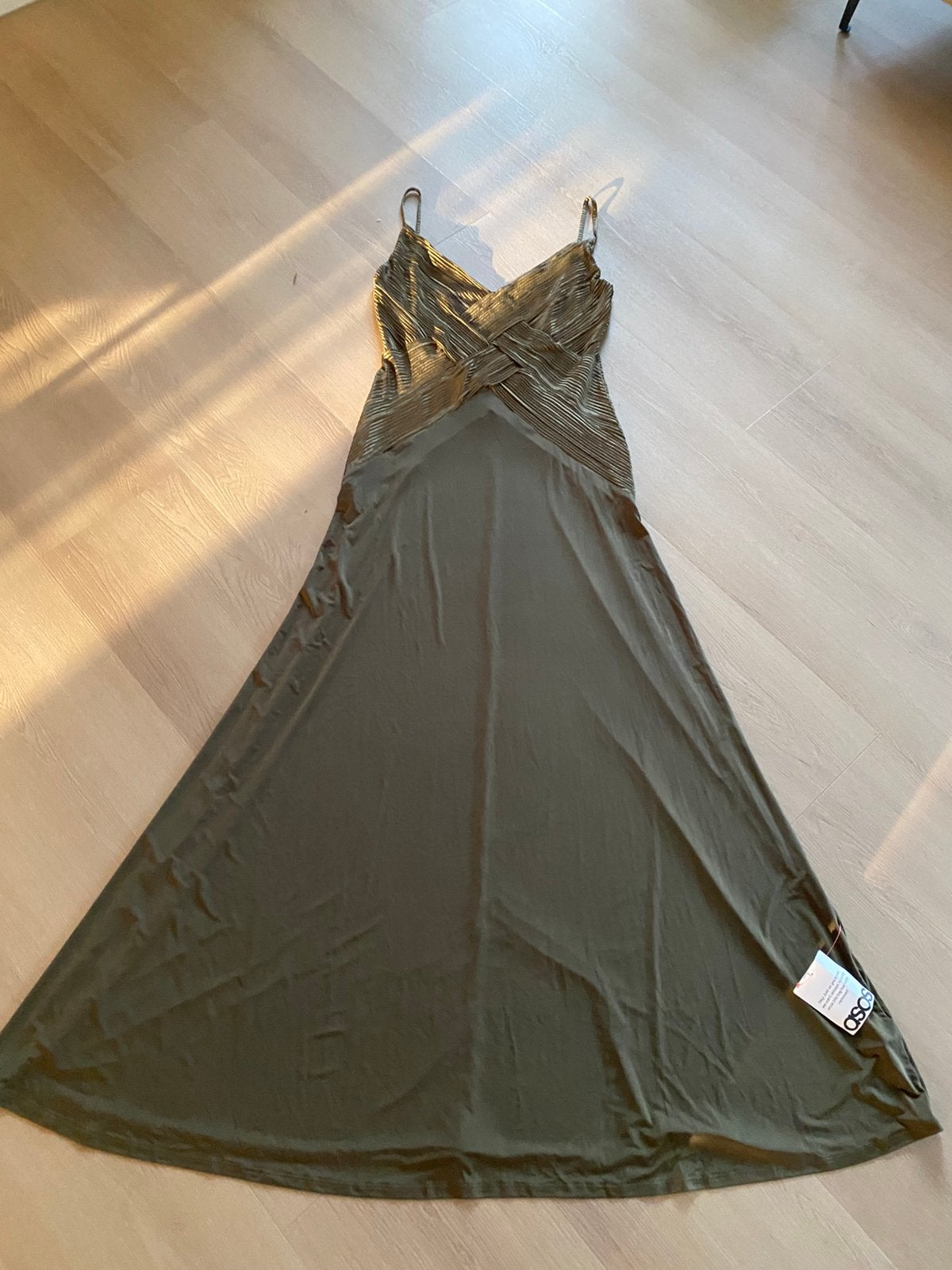 Donkergroene Avondjurk Maxidress Asos 40, Maat 38/40 (M), Galajurk, Ophalen of Verzenden, Zo goed als nieuw