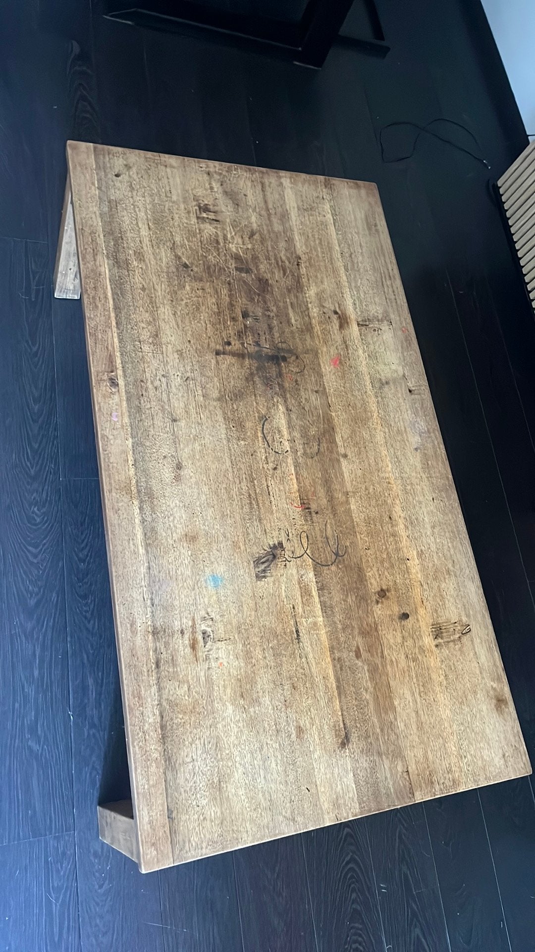 Goede Stevige houten salontafel, Ophalen, 100 tot 150 cm, 50 tot 100 cm, Zo goed als nieuw