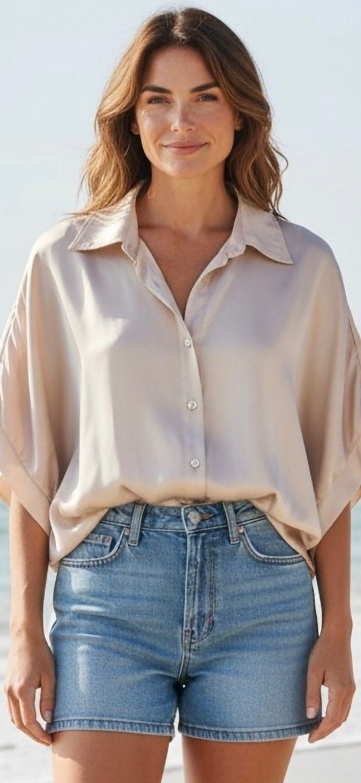 Satijnen blouse one size in diverse kleuren, Kleding | Dames, Blouses en Tunieken, Ophalen of Verzenden, Nieuw, Maat 38/40 (M)