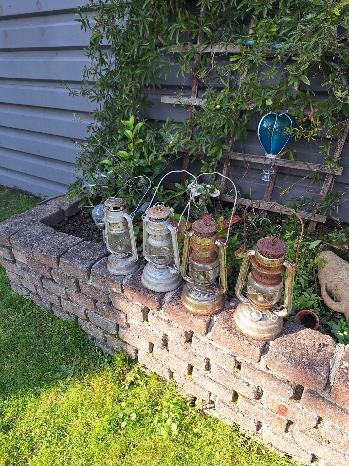 Set van 4 Vintage Olielampen - Decoratief, Ophalen of Verzenden