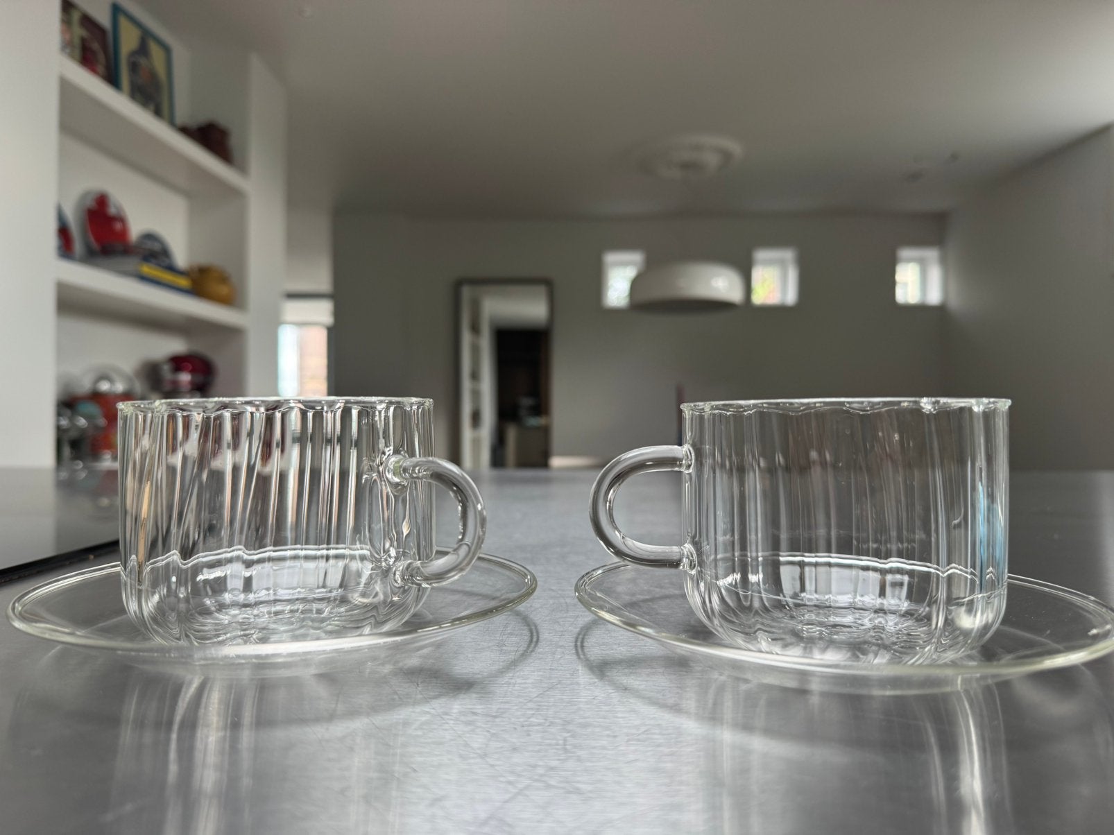 Zara home glazen grote mok met schotel (8 stuks), Ophalen, Overige stijlen, Kop(pen) en/of Schotel(s), Glas