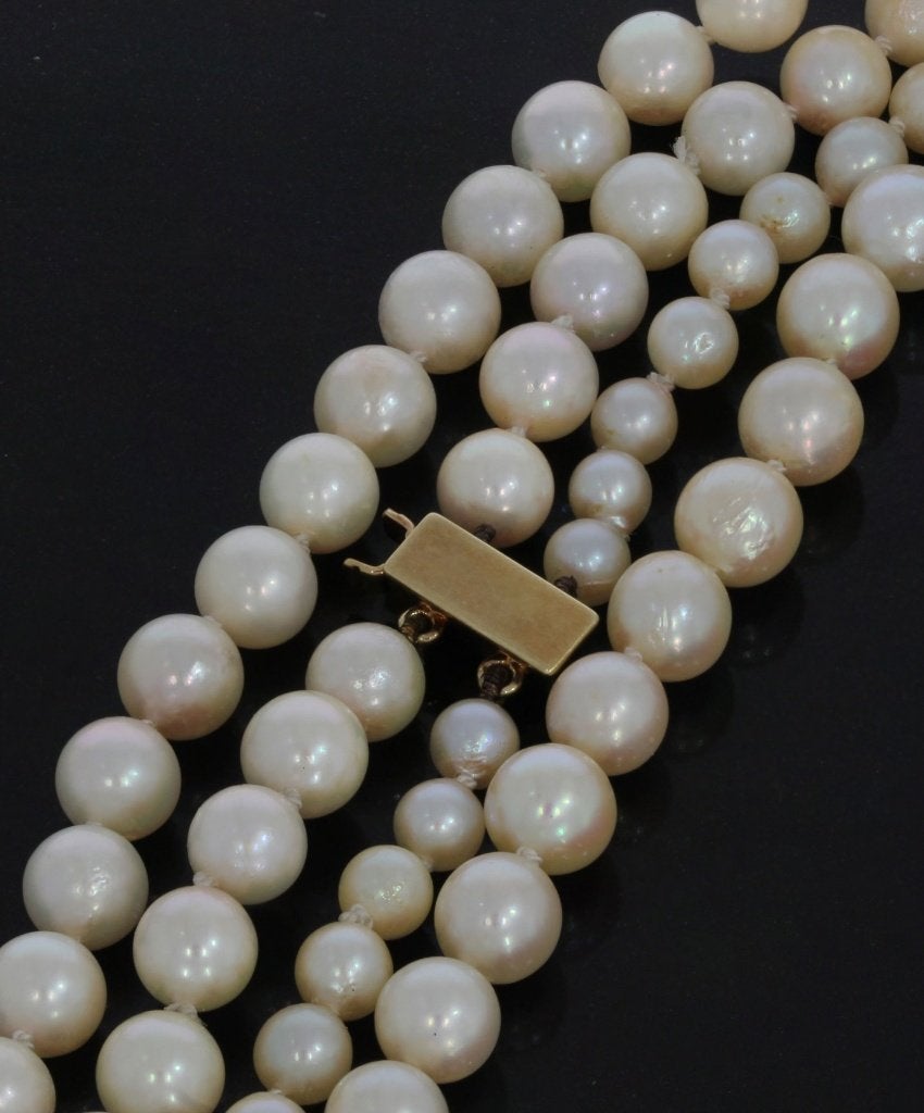 Parel fraaie dames ketting 14k slot goud vintage sier, Voordeelsieraden, Verzenden, Zo goed als nieuw, Met edelsteen