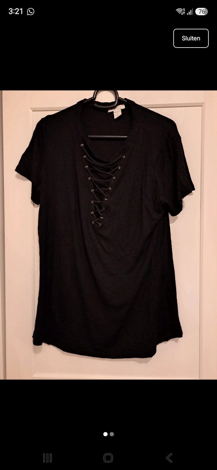 Zwart shirt met veter hals, Zwart, New Yorker, Ophalen of Verzenden, Zo goed als nieuw