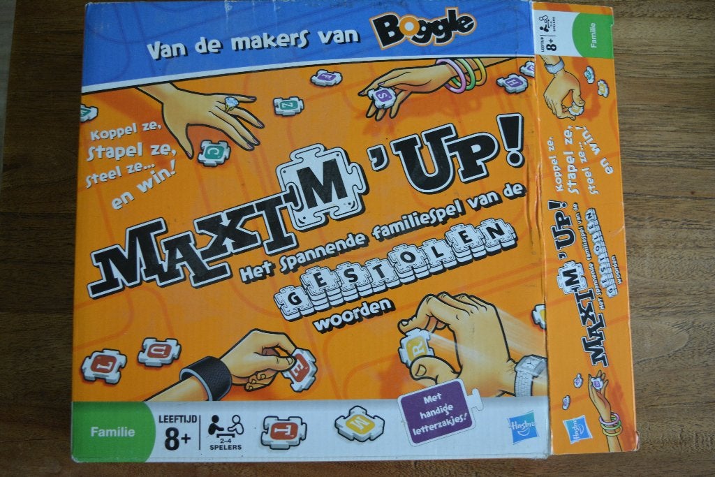 MAXiM 'UP! Het spannende familiespel van de gestolen woorden, Een of twee spelers, Ophalen of Verzenden, Gebruikt, Hasbro