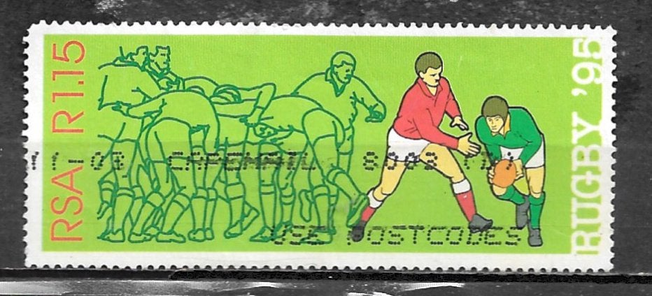 Rep Zuid Afrika 1995 WK Rugby scum sport, Verzenden, Zuid-Afrika, Gestempeld
