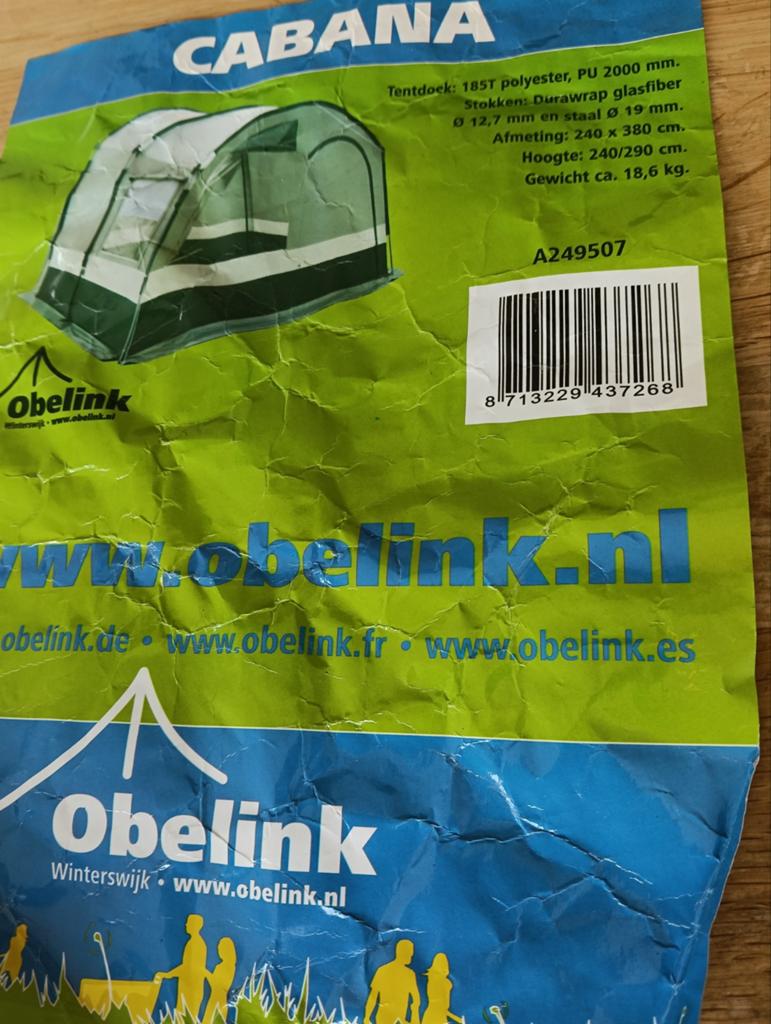 Obelink Cabana Tent - Ruime en Stevige Familietent, Caravans en Kamperen, Ophalen of Verzenden