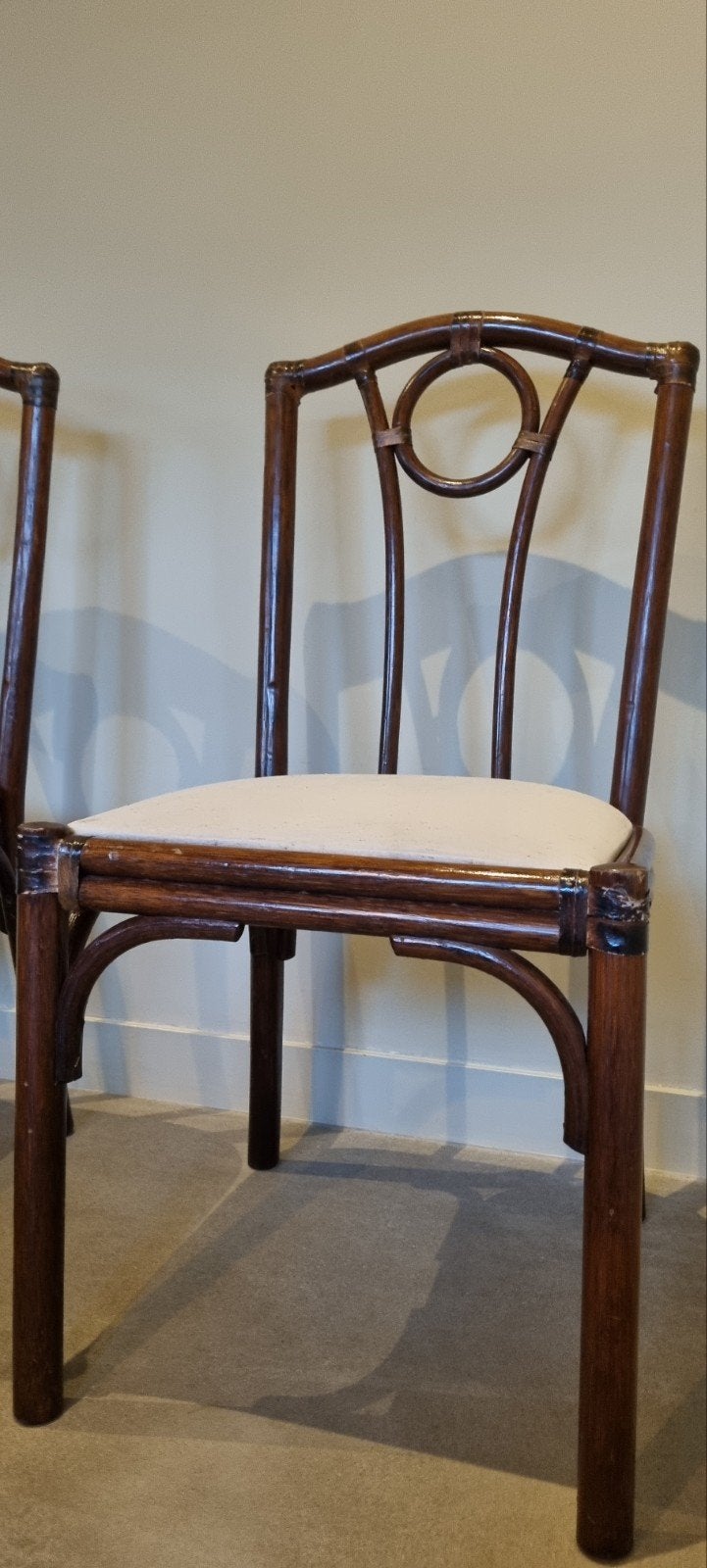 leuke bamboe stoelen p st 12.50, Ophalen, Zo goed als nieuw, Bruin, Twee