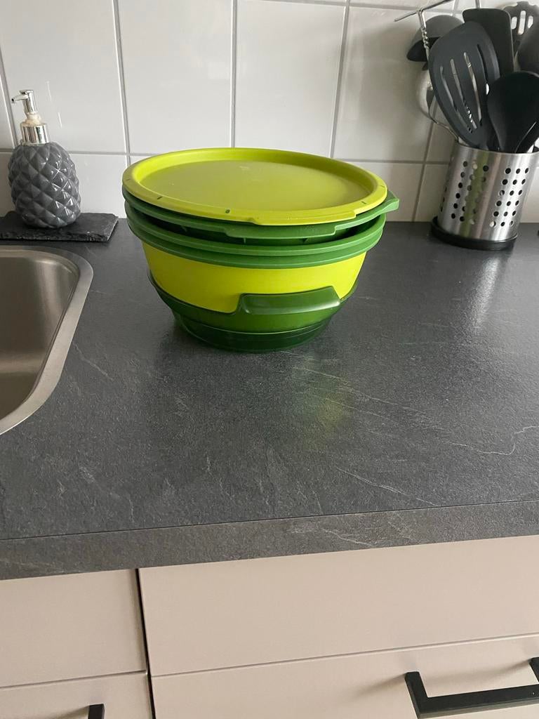 Tupperware Stoommandje / Stoompan - Groen, Ophalen of Verzenden, Gebruikt, Groen, Bak of Kom