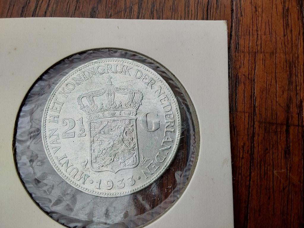 1/2 gulden 1933 Grof haar, Postzegels en Munten, Munten | Nederland, Zilver, Ophalen of Verzenden, Koningin Wilhelmina, Losse munt