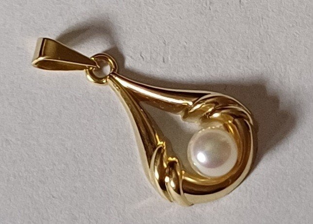 Prachtige gouden hanger met parel, Verzenden, Goud, Hanger, Met edelsteen
