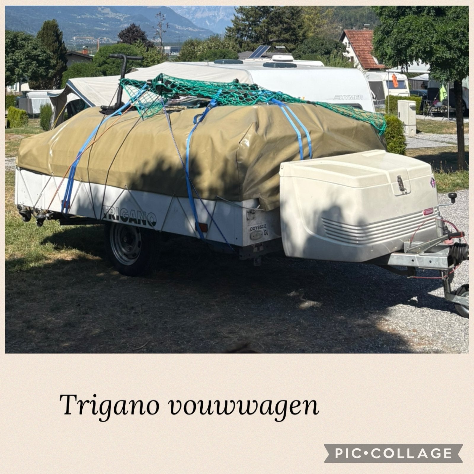 Mooie en nette Trigano vouwwagen, Caravans en Kamperen, Vouwwagens, Ophalen, Trigano, Blauw, Aanwezig