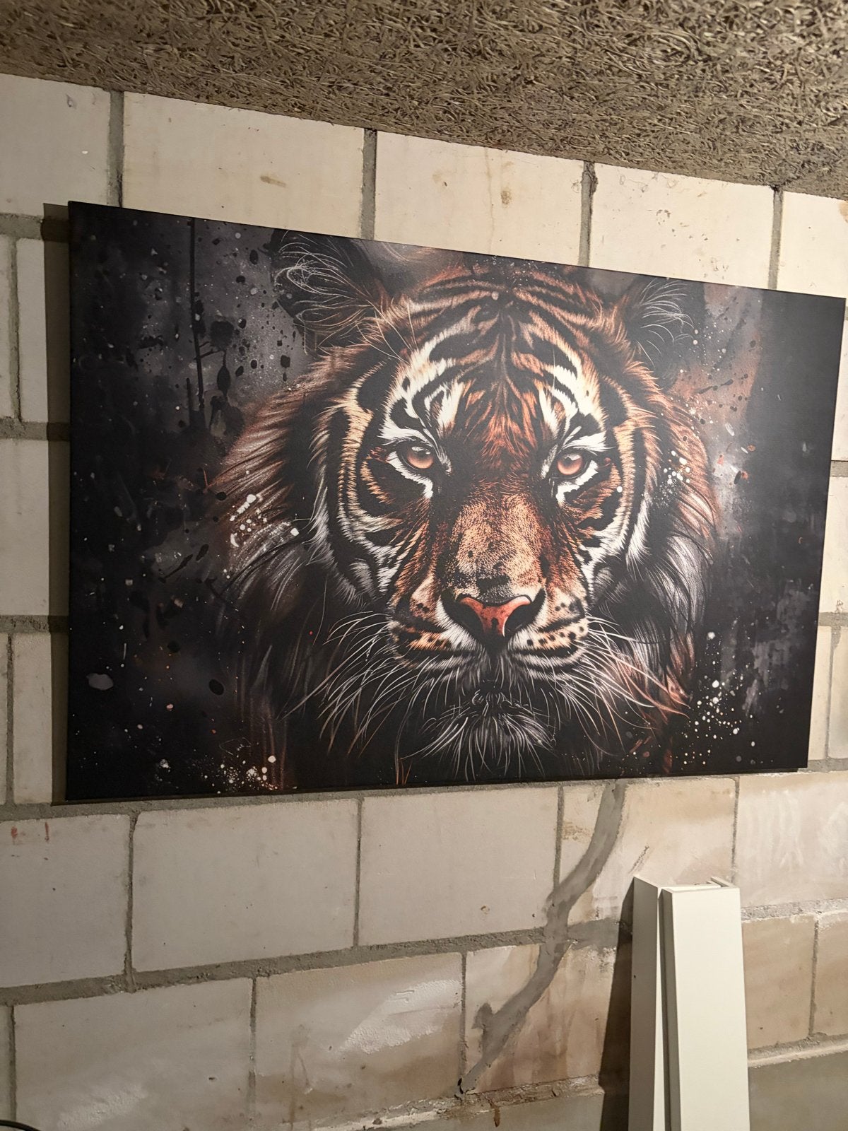Schilderij Tijger - Modern Kunstwerk op Canvas, Ophalen, Dieren, Print, Op houten frame