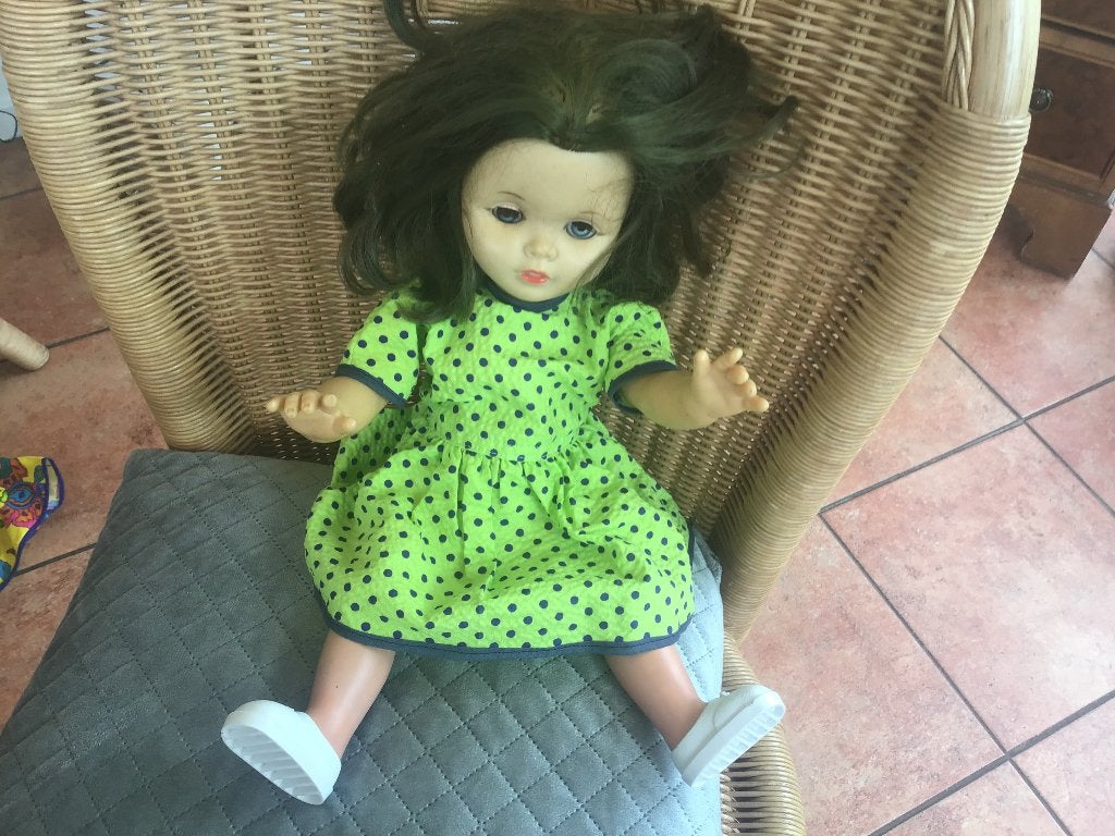 Pop 44 cm Schildkröt met kleding, Ophalen of Verzenden, Gebruikt, Overige typen