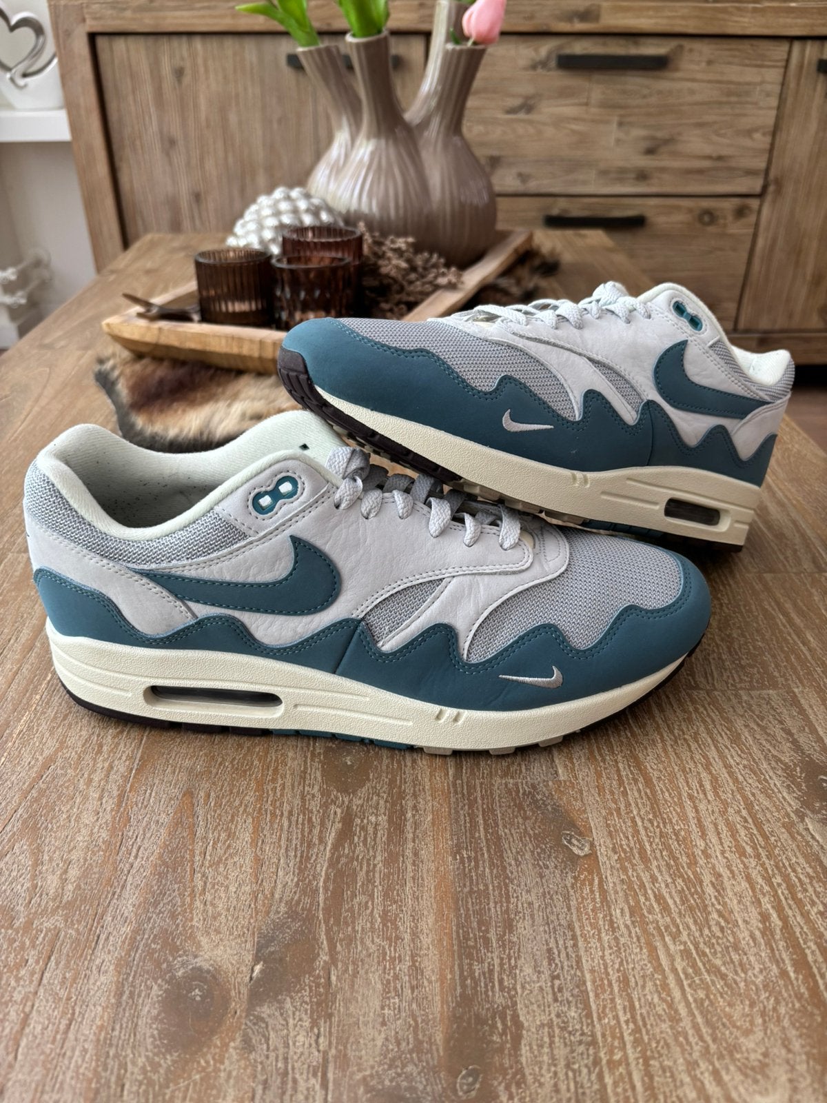 Nike air max 1 Patta 45.5, Kleding | Heren, Schoenen, Ophalen of Verzenden, Zo goed als nieuw, Blauw, Sneakers of Gympen