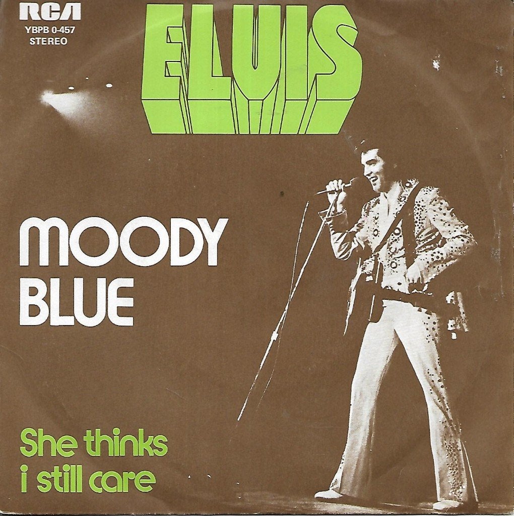 Elvis Presley - Moody blue, Gebruikt, 7 inch, Single, Pop