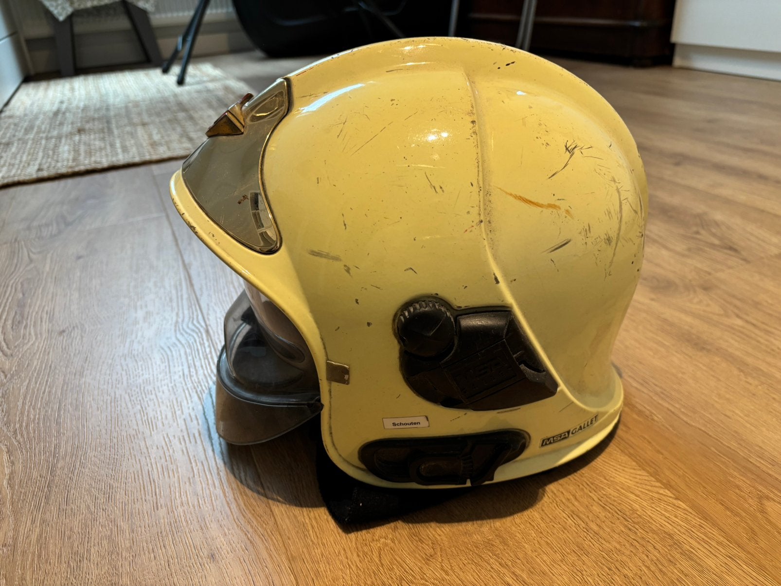 Brandweerhelm MSA Gallet, Ophalen of Verzenden, Gebruikt