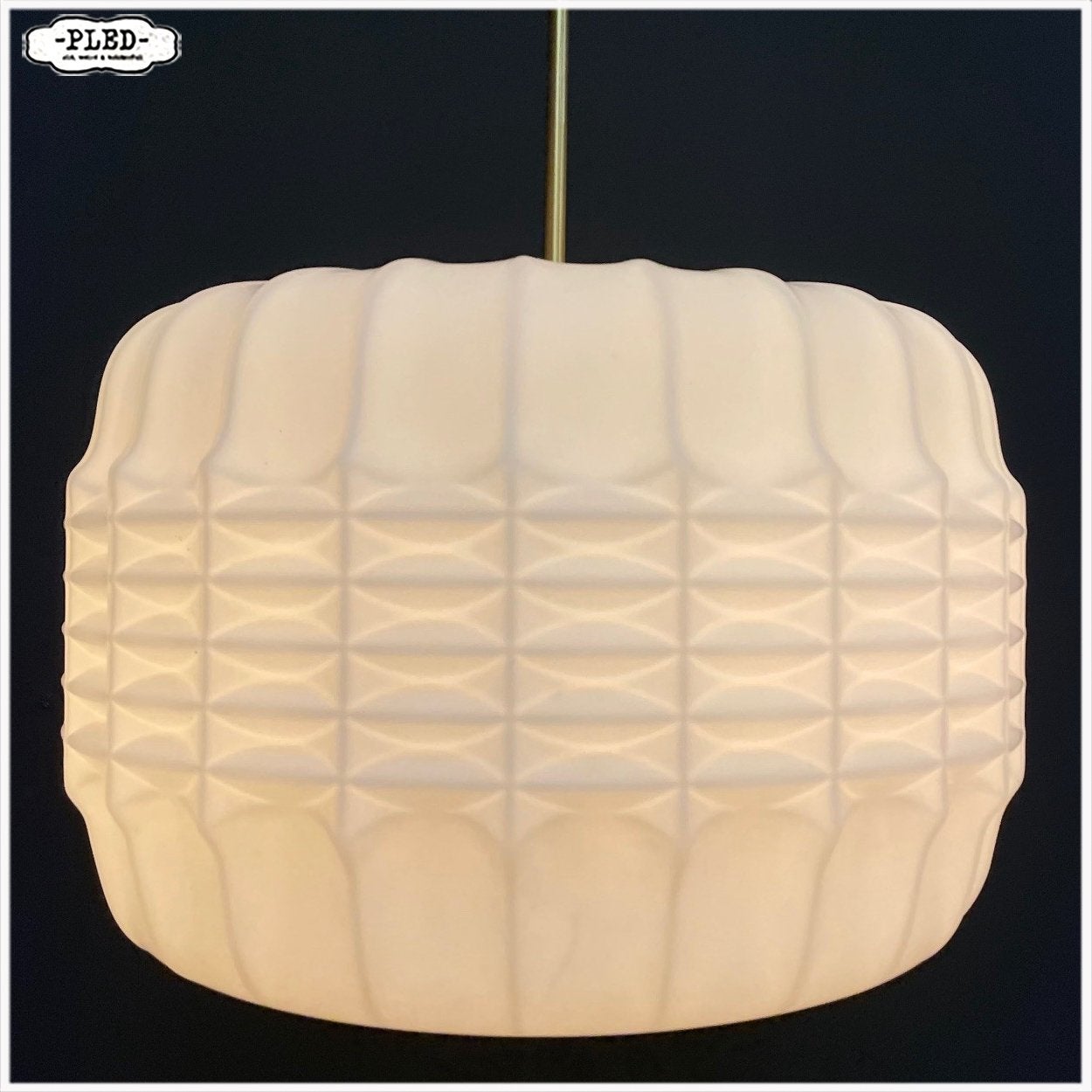 Grote opaline lamp Hanglamp Pendellamp circa 1960, Ophalen, Gebruikt, Vintage Boho Japandi Midcentury, E27 (groot)