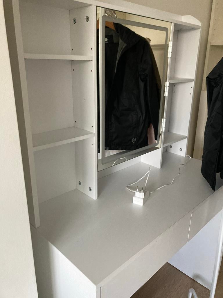 Witte kaptafel met spiegel en opbergruimte, Amsterdam