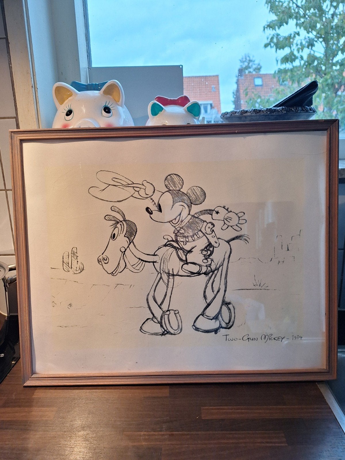 Vintage Disney Zeefdruk - Two-Gun Mickey (1934), Ophalen, Print, Print/reproductie