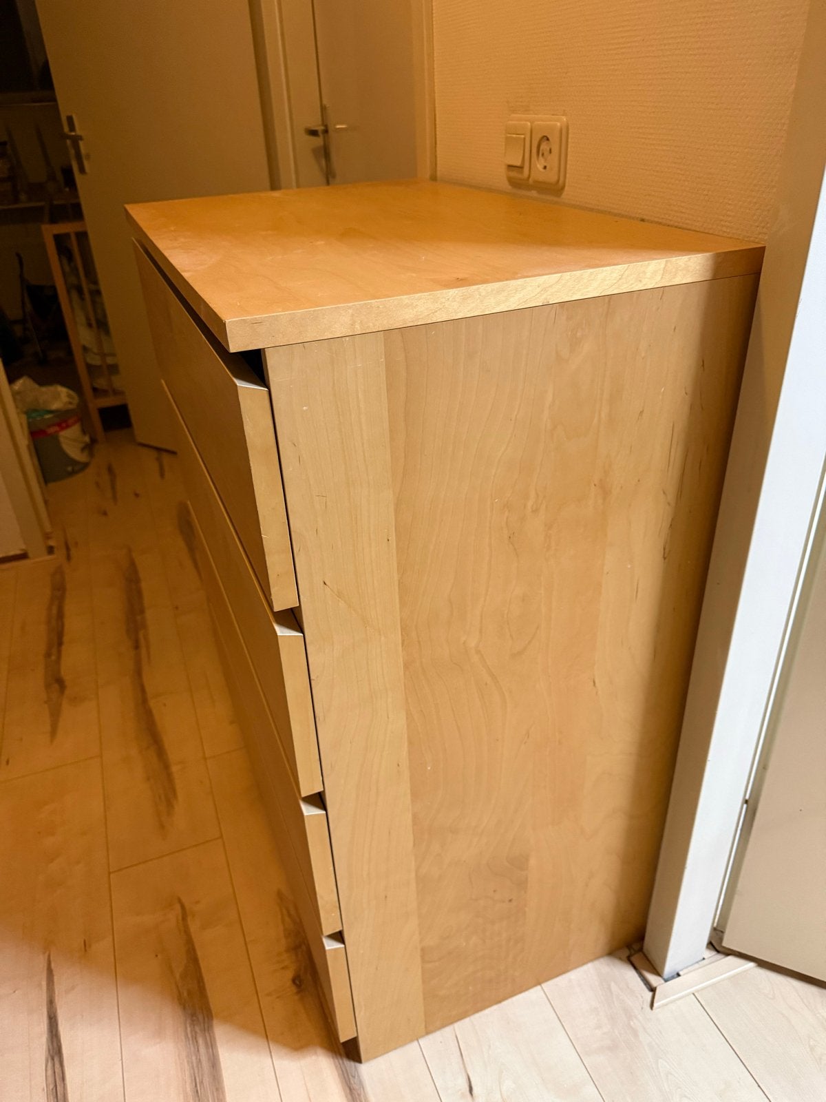 Houten ladekast met 4 laden, Huis en Inrichting, Ophalen, Gebruikt, 100 tot 150 cm, 50 tot 100 cm