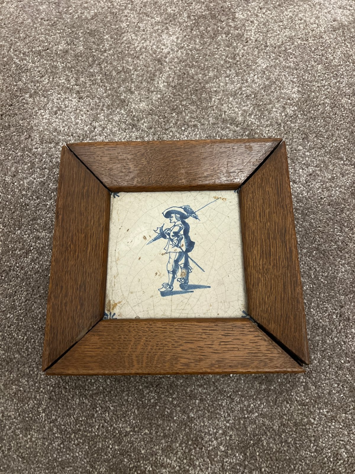 Klassieke Delfts Blauw-witte keramische wandtegel in lijst, Ophalen of Verzenden