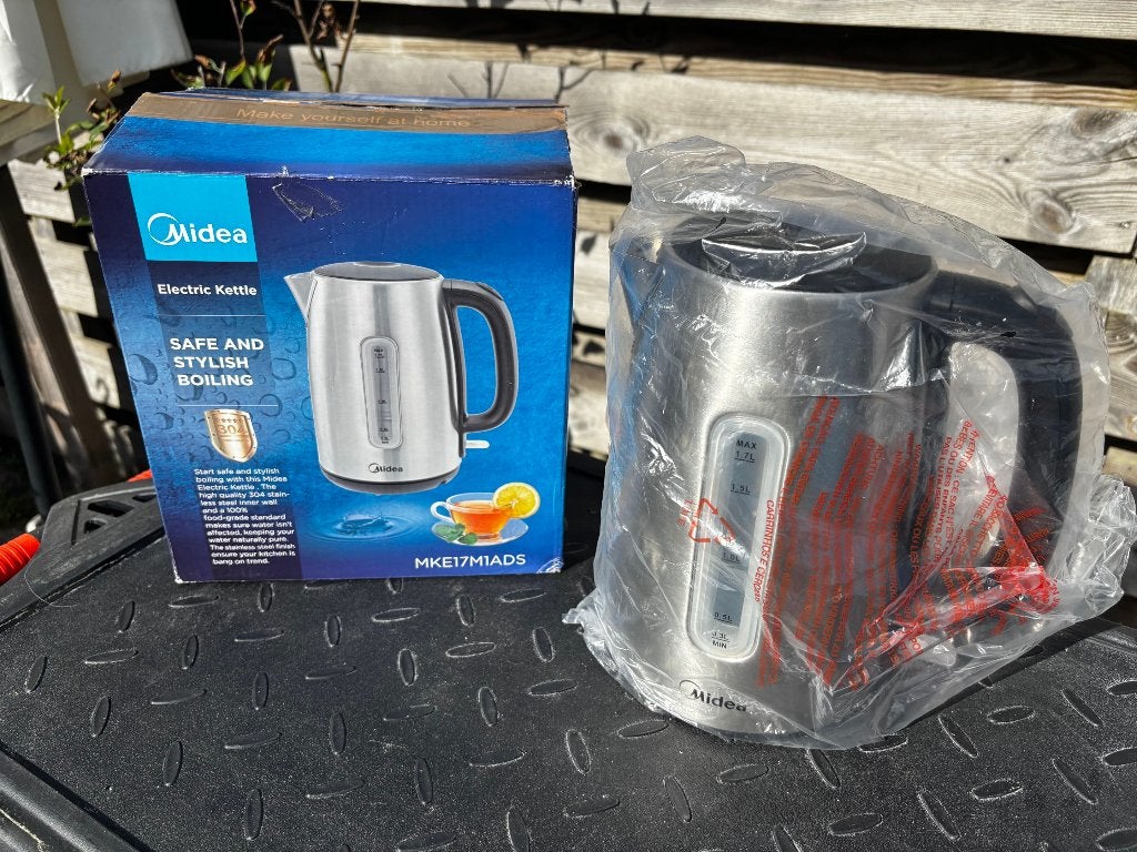 Midea Waterkoker - RVS - Nieuw in doos, 1 tot 2 liter, Ophalen of Verzenden, Nieuw, Rvs