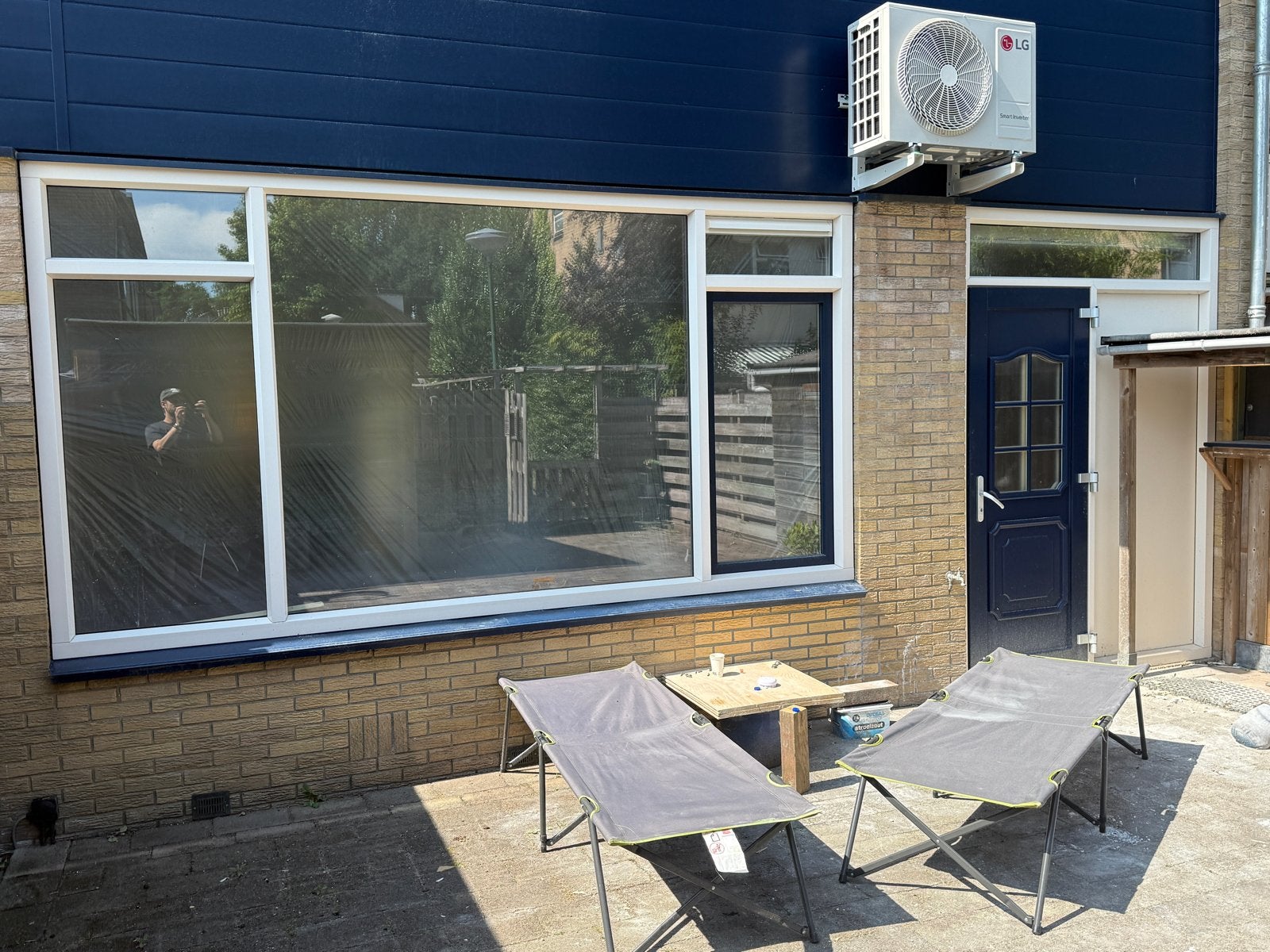 Duurzaam kunststof raam- en deurkozijn blauw wit houtlook, Ophalen, Kunststof, Nieuw, Buitendeur