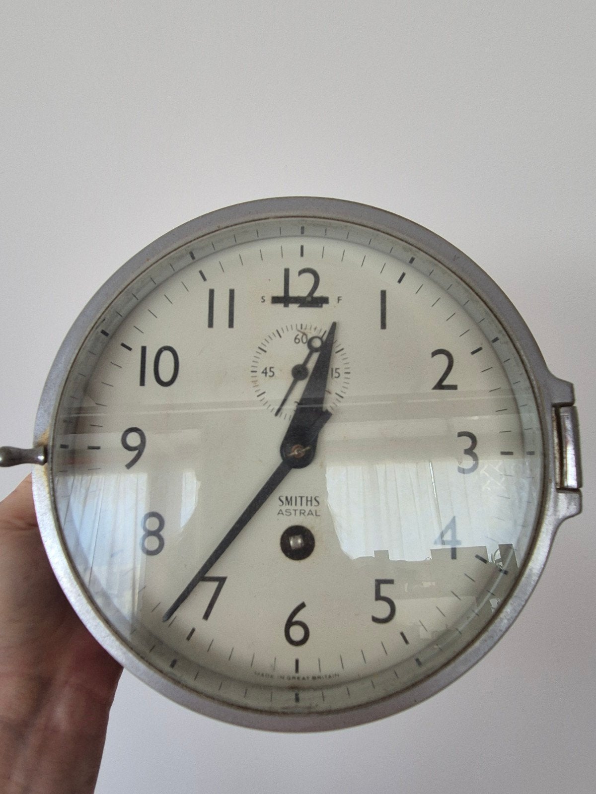 Vintage Smiths Astral scheepsklok Singkep op houten plaat, Ophalen of Verzenden