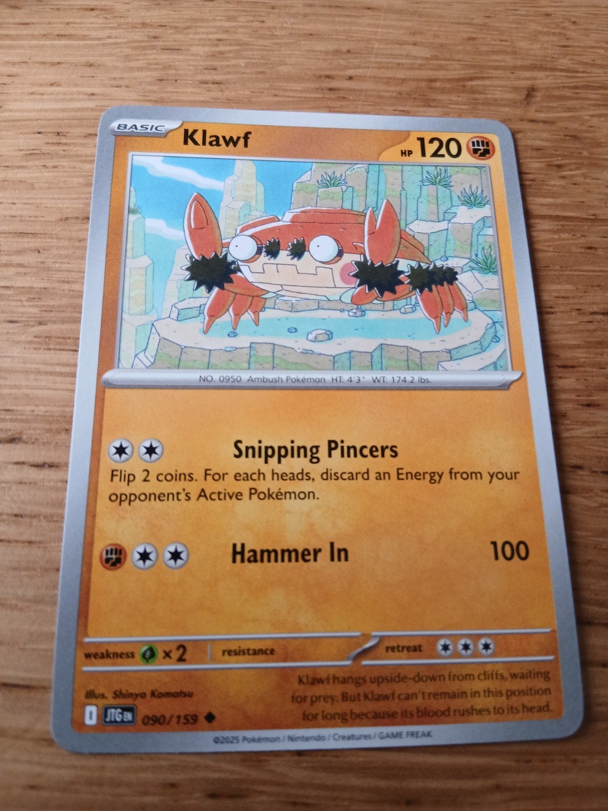 Pokémon Kaart Klawf 090/159 - Scarlet & Violet, Ophalen of Verzenden, Zo goed als nieuw, Losse kaart